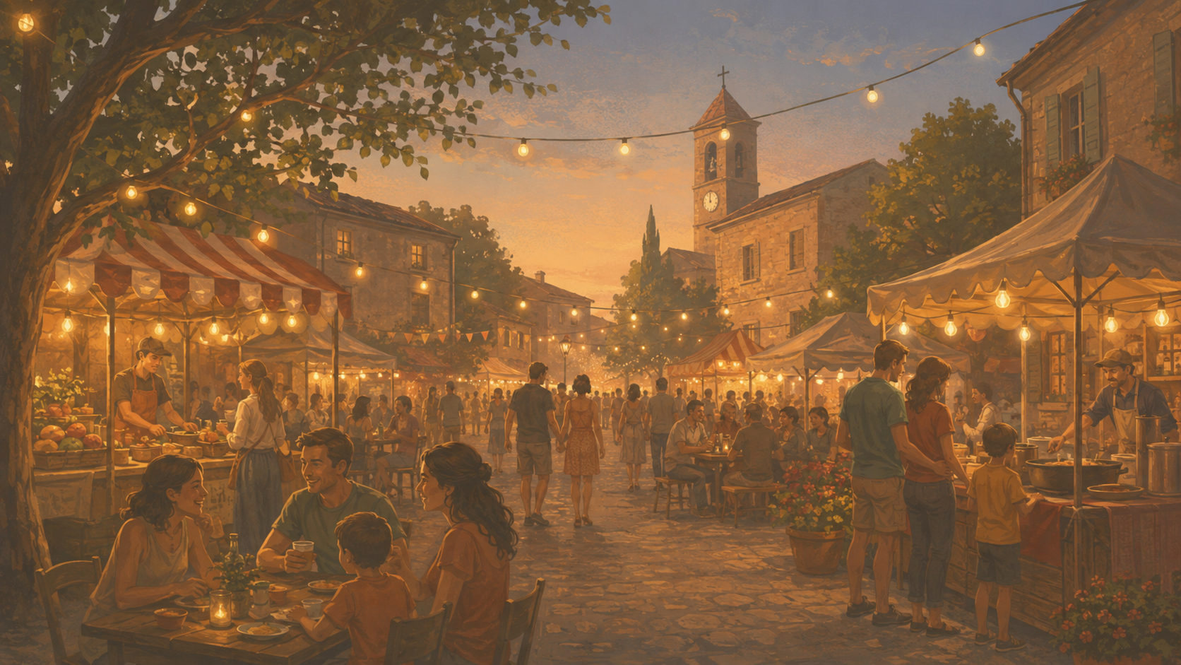 Immagine promozionale di LaMiaSagra.it con atmosfera di sagra di paese